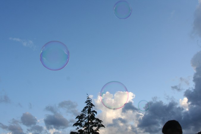 Bubbles escape from the fray.