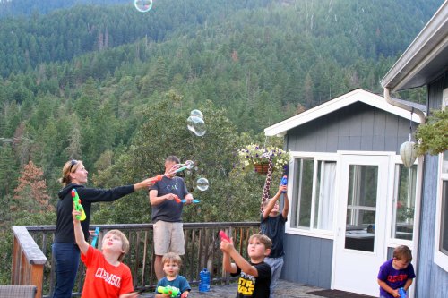 Tasha joins Tony in the bubble making business while the two you old Cooper takes a photo break.
