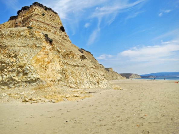 These distinctive cliffs at Drakes Bay in Point Reyes National Seashore were used to help identify where Sir Francis Drake landed in 