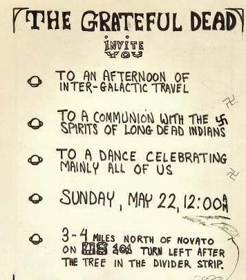 The original invitation to the Grateful Dead's party. The Swastica, 