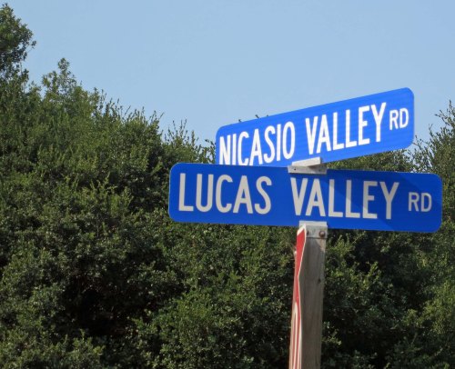 Sky Walker Ranch is appropriately located on Lucas Valley Road. (The road was there before George Lucas built his ranch there, however. Maybe the road inspired Lucas's choice.)