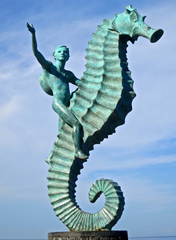 It is appropriate to end this blog on Puerto Vallarta’s Malecon with the statue of a boy on a seahorse, the symbol of Puerto Vallarta.