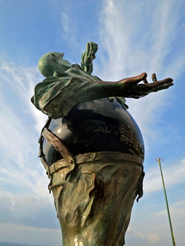 A number of sculptures adorn the walk including the Eggplant man…