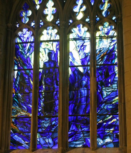 One of the modern stained glass windows.