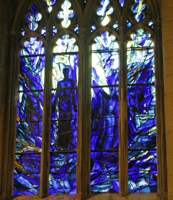 One of the modern stained glass windows.