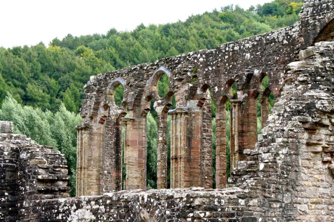 Wall ruins of Tintern Abbey in England