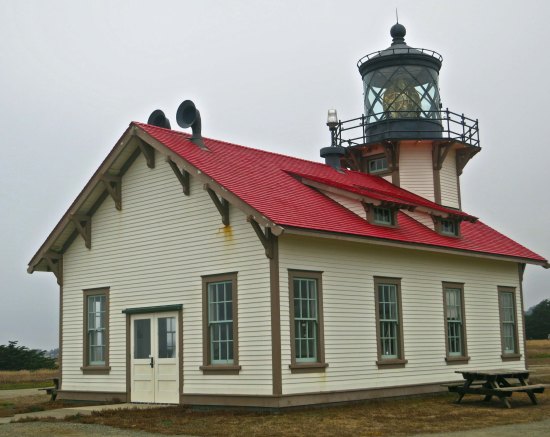 The Point Cabrillo Lighthouse. Those are fog horns pointed out to sea that you see on the front.