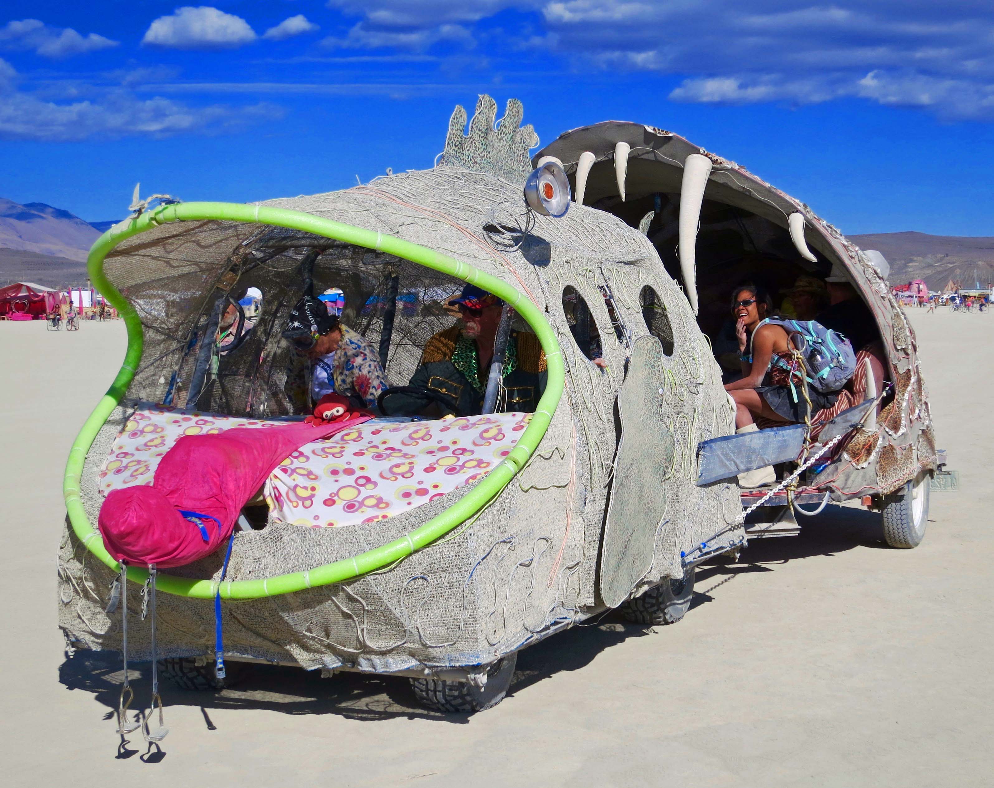 12 Fish eating fish mutant vehicle at Burning Man 2015