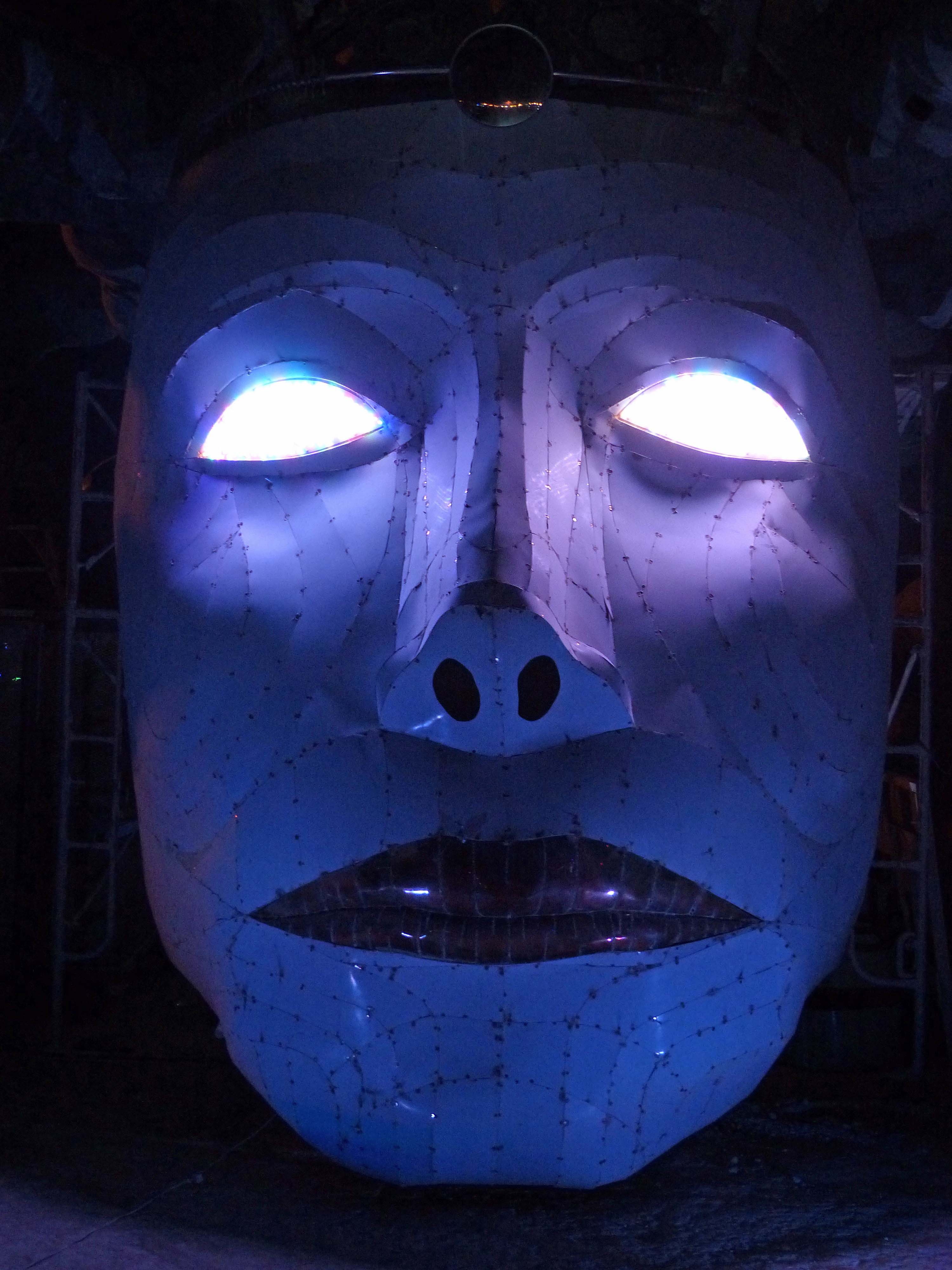 13 Night view of Medusa's face at Burning Man DG