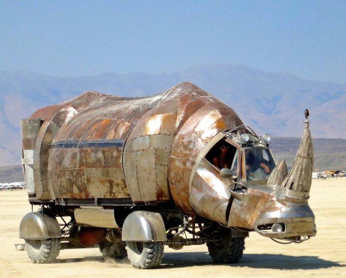 2 Rhino Art Car at Burning Man 2014