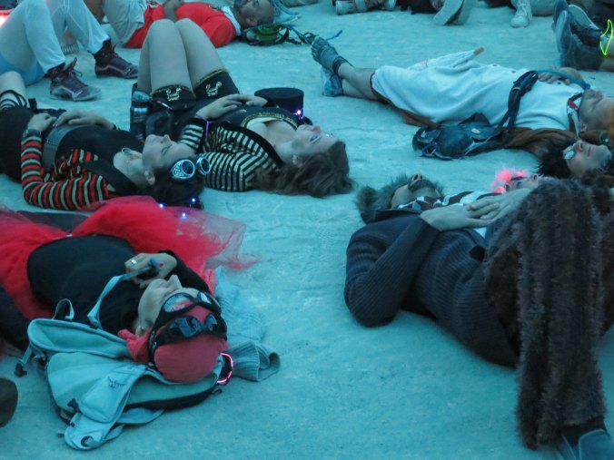 Burners enjoy light show at Burning Man 2015