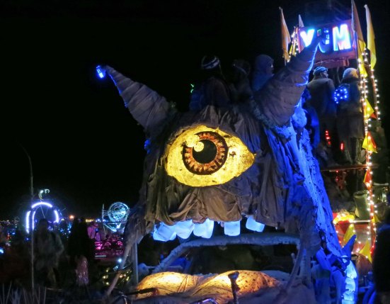 This one-eyed, toothed monster was one of several hundred mutant vehicles at the burn. 