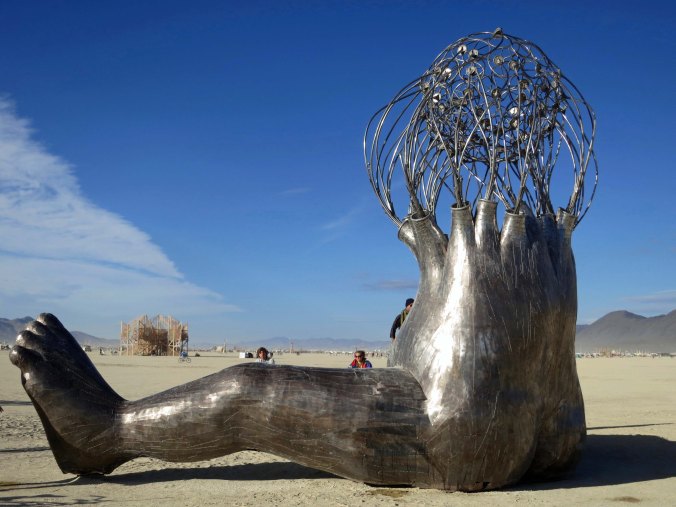 Brainy child sculpture at Burning Man 2015