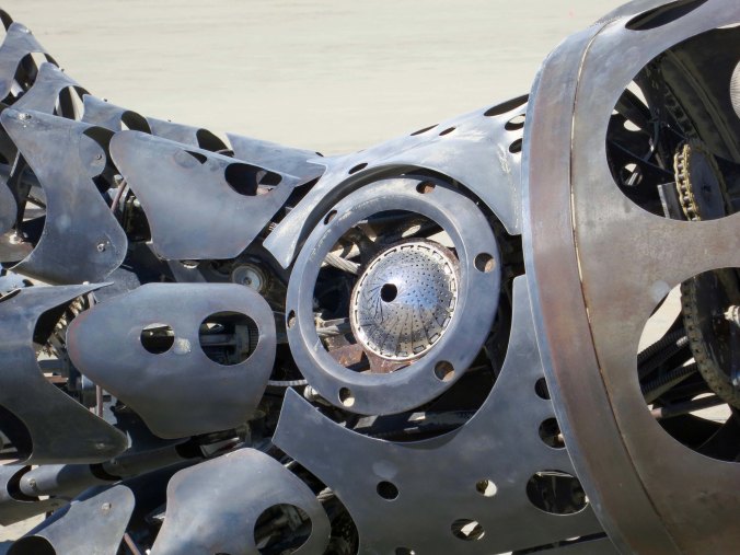 Squid eye made from vegetable steamer at Burning Man