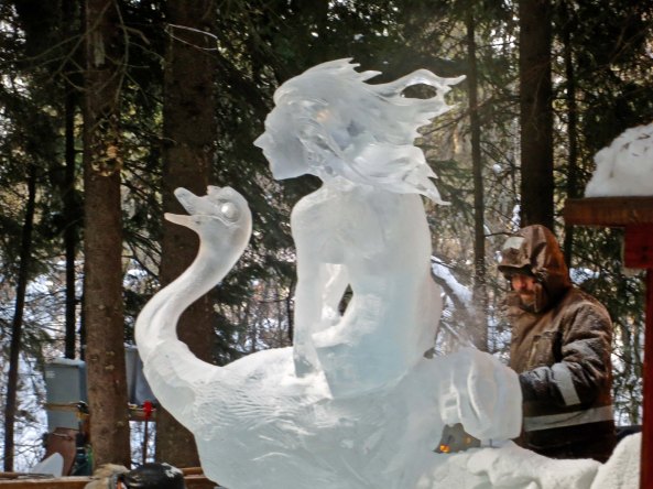 Ice Sculpture "Yahoo" at the 2016 World Ice Art Championships in Fairbanks, Alaska.