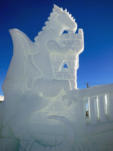 Another slide was connected with this dragon assaulting a castle.