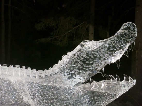 "Snapped" ice carving sculpture at 2016 World Ice Art Championships in Fairbanks, Alaska.