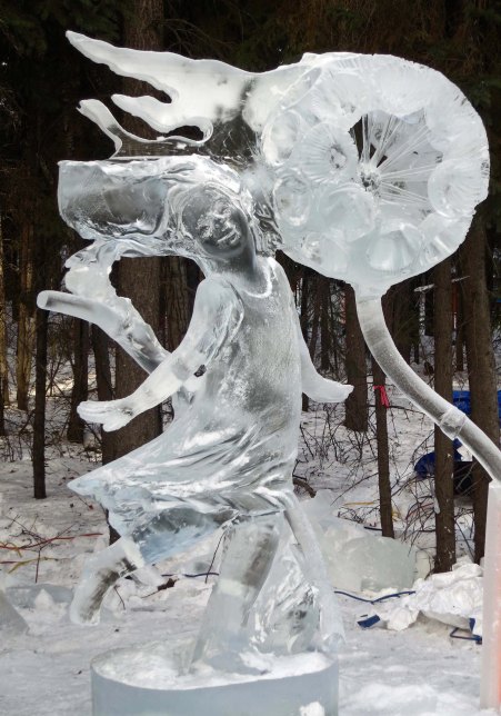 "AAAHH BaaMMM Beee Beeem" ice art sculpture at 2016 World Ice Art Championships in Fairbanks, Alaska.