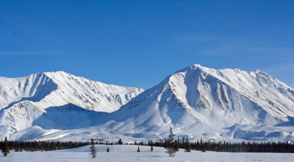 Mountain Scene on Alaska Railroad between Anchorage and Fairbanks.