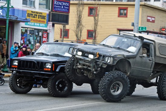 Apparently, this is the latest in macho tricks by four wheel vehicles.