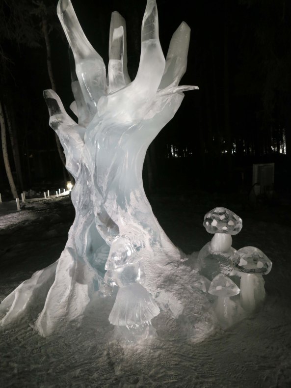 Alice ice sculpture at the 2016 World Ice Art Championships in Fairbanks, Alaska.