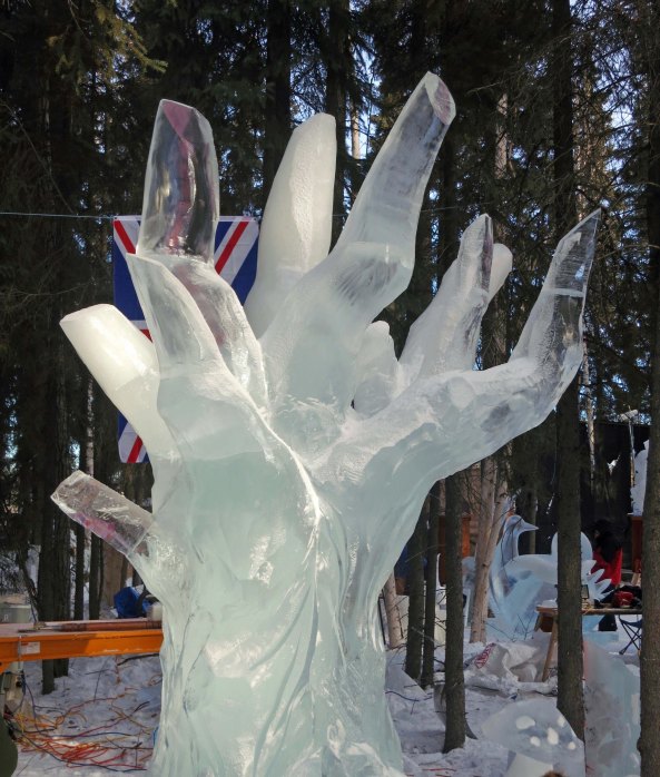 Ice Art Sculpture "Alice" at the 2016 World Ice Art Championships in Fairbanks, Alaska