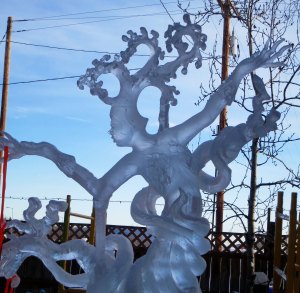 "First Breath" ice carving sculpture at the 2016 World Ice Art Championships in Fairbanks, Alaska.