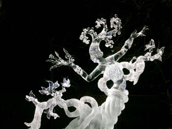 "First Breath" ice carving sculpture at 2016 World Ice Art Championships in Fairbanks, Alaska.