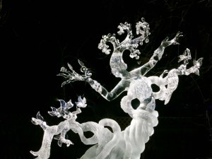 "First Breath" ice carving sculpture at 2016 World Ice Art Championships in Fairbanks, Alaska.