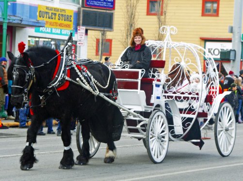 This 'pumpkin-like' float pulled by a handsome black horse was one of several conveyances that transported princesses.