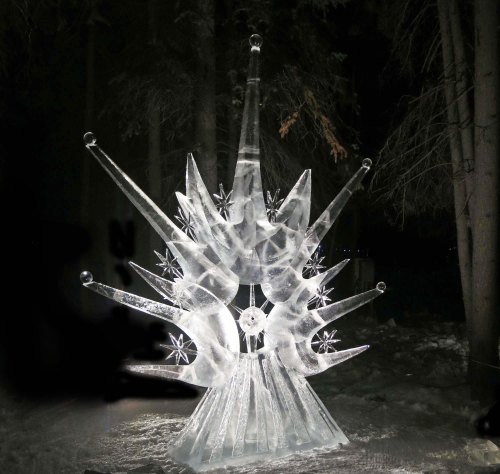 "Son of Sun" ice carving sculpture at 2016 World Ice Art Championships.