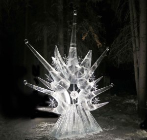 "Son of a Sun" ice carving sculpture at 2016 World Ice Art Championships.