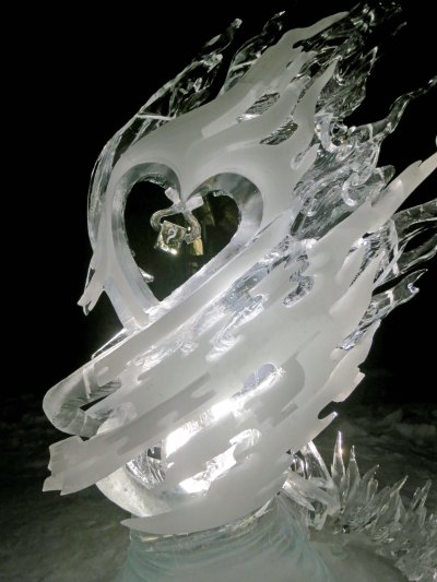 The Spark ice art sculpture at the 2016 World Ice Art Championships at Fairbanks, Alaska