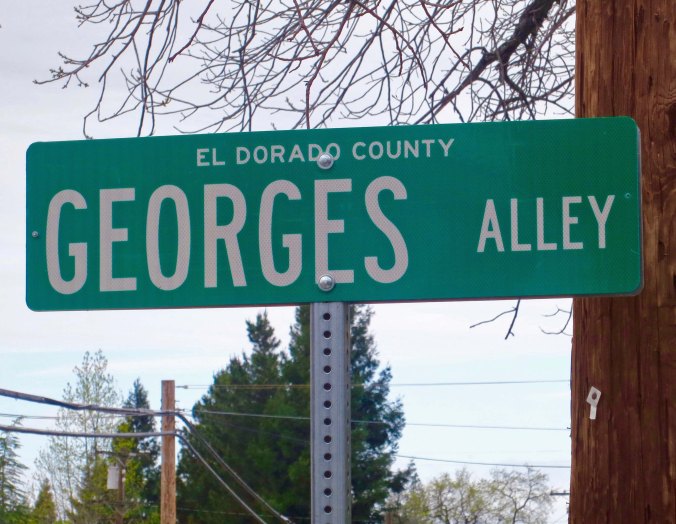 Our alley didn't have a name at first. Then the County decided to name it Graveyard Alley. Mother gave Marshall and me our orders. "Make the sign disappear. Don't tell your father." We did. The County put up another sign. It disappeared. Finally, the County decided to namer it Georges Alley after the first man who lived on the alley. We liked him. The sign stayed.