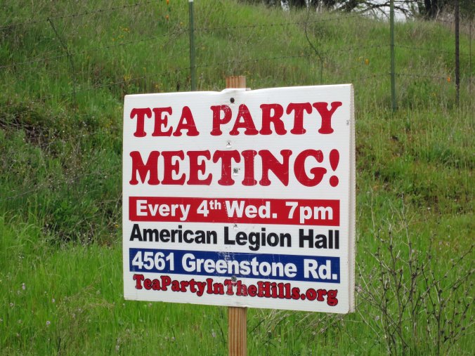 Now it hosted a Tea Party sign. Thinking Tea party led me to think of Alice in Wonderland and I wondered if that was where the name had come from. The Mad Hatter tea party seemed to fit a lot of politics. 