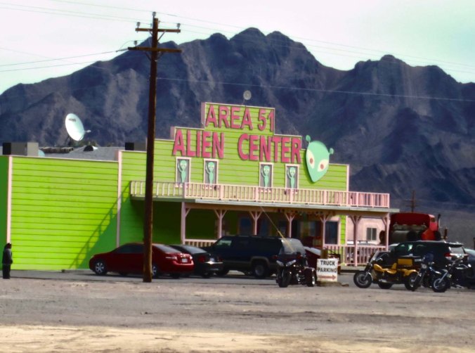 ETs and Area 51 have become tourist attractions. This establishment is in Amigos Valley on Nevada Highway 95.