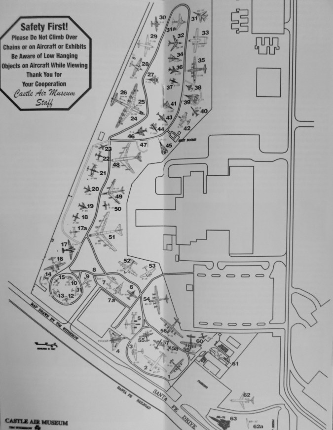 Map of Castle Air Museum from the visitors guide. I highly recommend that you visit this museum if you get a chance.