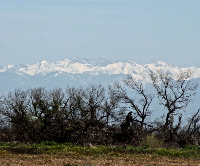 Another view of the Sierras from the Central Valley. These two photos were looking north. I would cross over to the south several thousand feet lower.