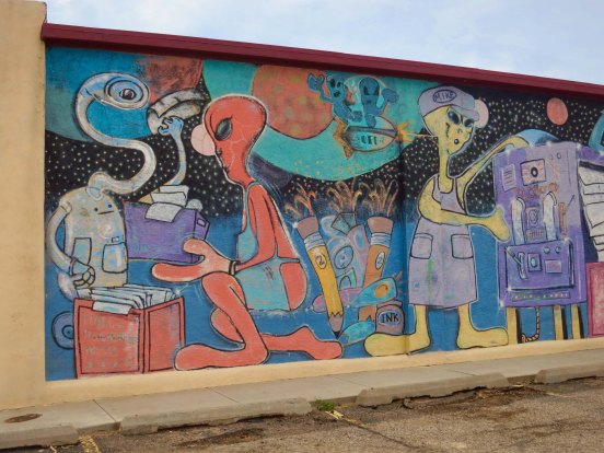 It isn't required, but Peggy and I found numerous businesses in Roswell with alien themes. This was a print shop.