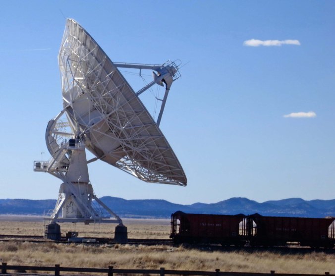 Each of the radio telescopes at the Very Large Array in New Mexico is massive, weighing 