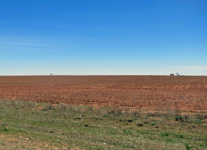Check out the horizon here. Those are oil wells pumping away.