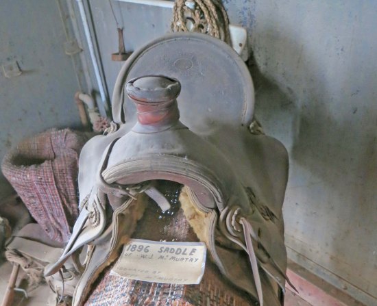 The saddle of Larry McMurtry's grandfather that is now located in the Archer County Museum.