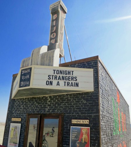 I was bicycling way out on the Playa at Burning Man in the Nevada desert last year when I came across this theater that was modeled after the theater in the Last Picture Show.