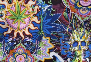 Cloth hanging art found at the Cannabis Fair in Jacksonville County, Oregon.