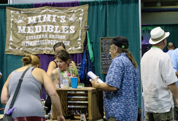 Mimim's medical marijuana being displayed at the Cannais Fair in Jackson County, Oregon.