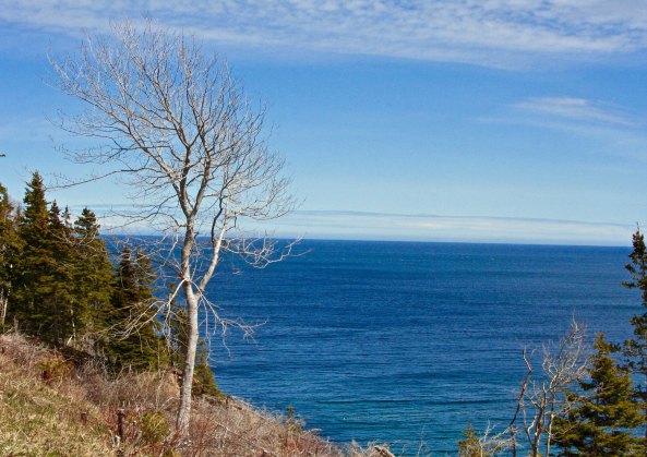 Blue skies color the Atlantic Ocean blue.