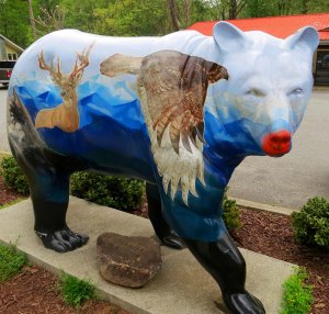 Bear sculpture located in Cherokee, North Carolina.