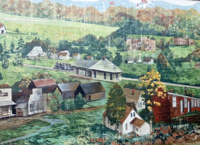Mural depicting the historic town of Englewood in eastern Tennessee.