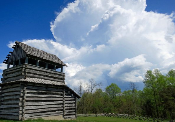 The Groundhog Mountain fire lookout tower on the Blue Ridge Parkway in Virginia.