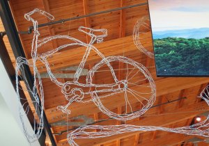 Bike sculpture in Blue Ridge Park Headquarters, Asheville, North Carolina.